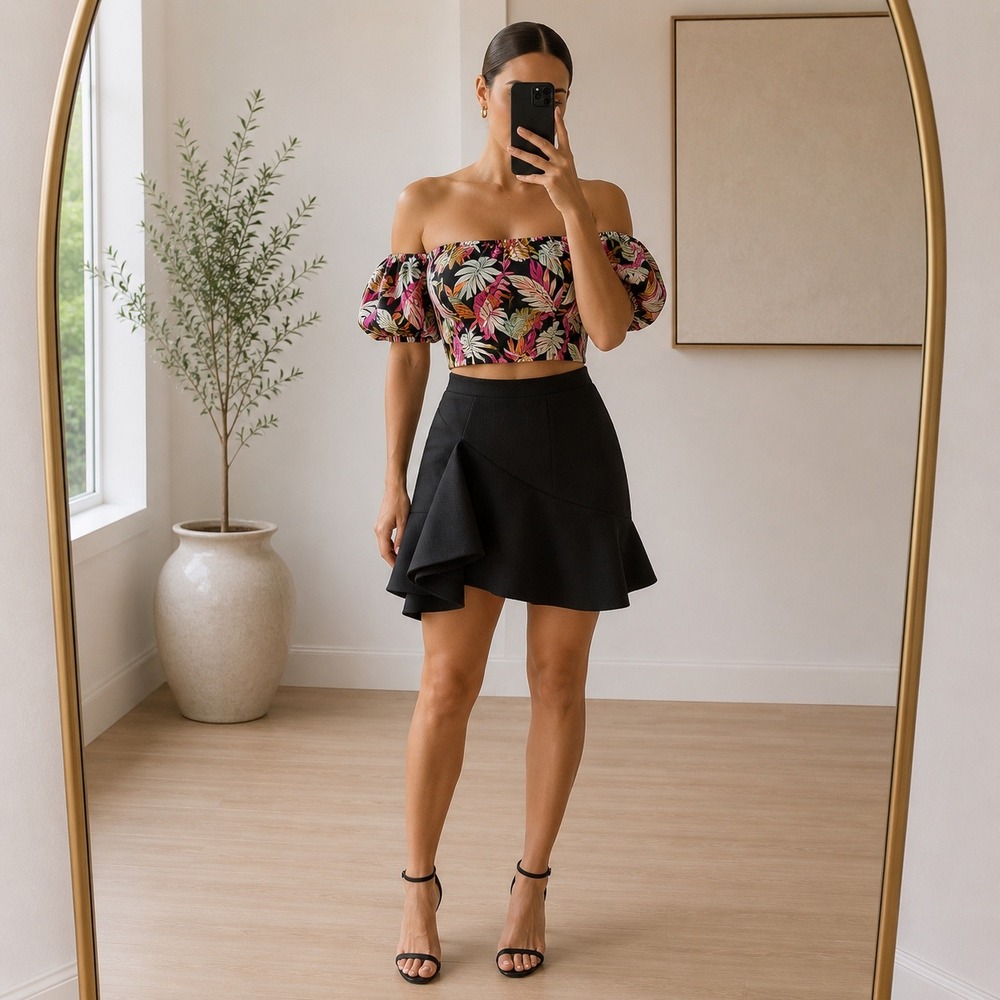 Keepsake Black Ruffle Mini Skirt Size‎ Small